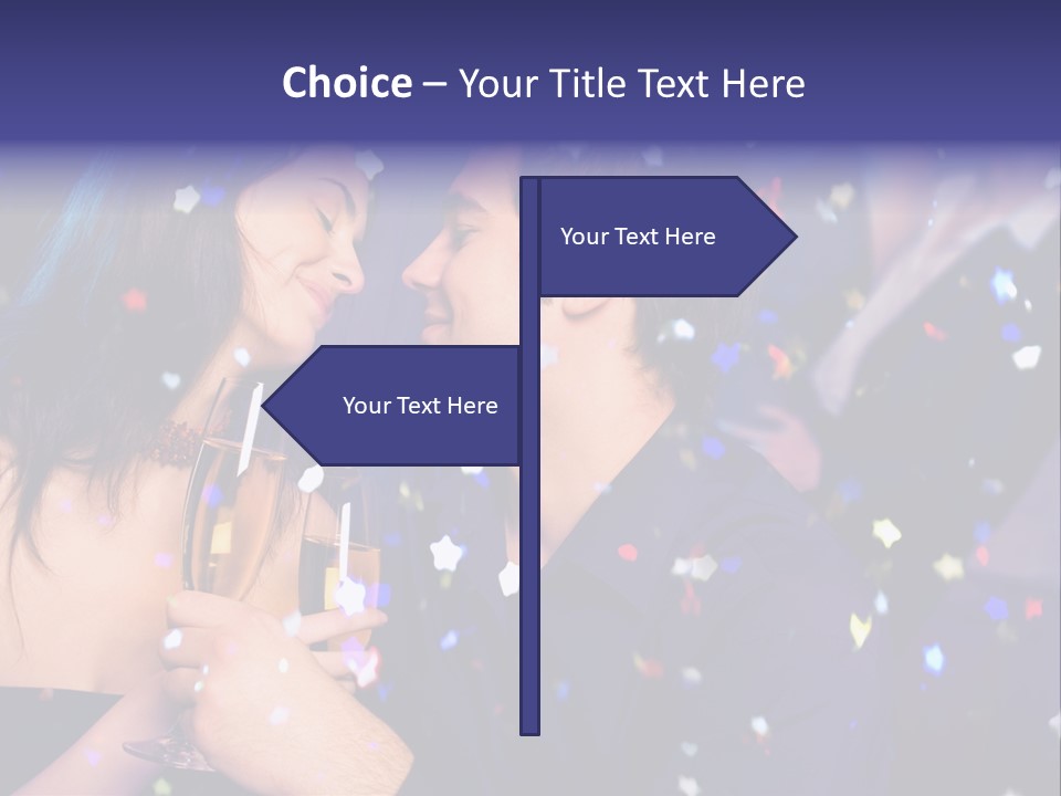 Young Happy Couple With Champagne Glasses At Celebration PowerPoint Template