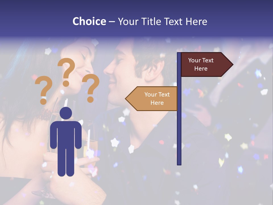 Young Happy Couple With Champagne Glasses At Celebration PowerPoint Template