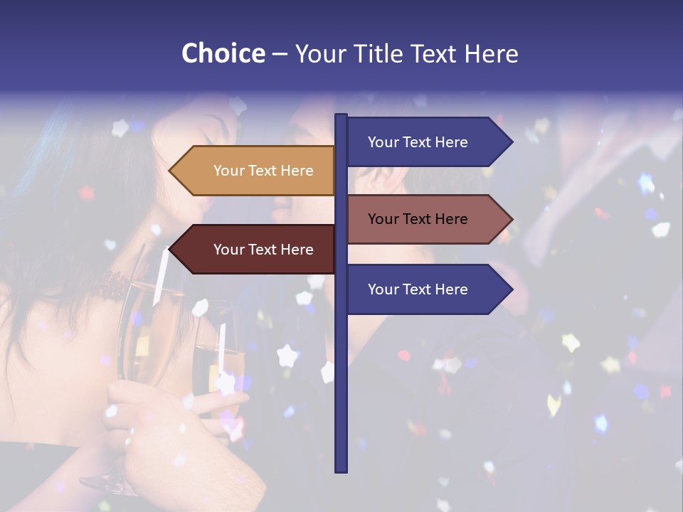 Young Happy Couple With Champagne Glasses At Celebration PowerPoint Template