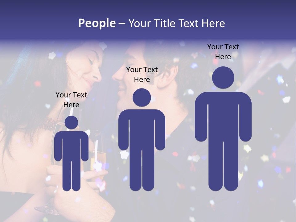 Young Happy Couple With Champagne Glasses At Celebration PowerPoint Template