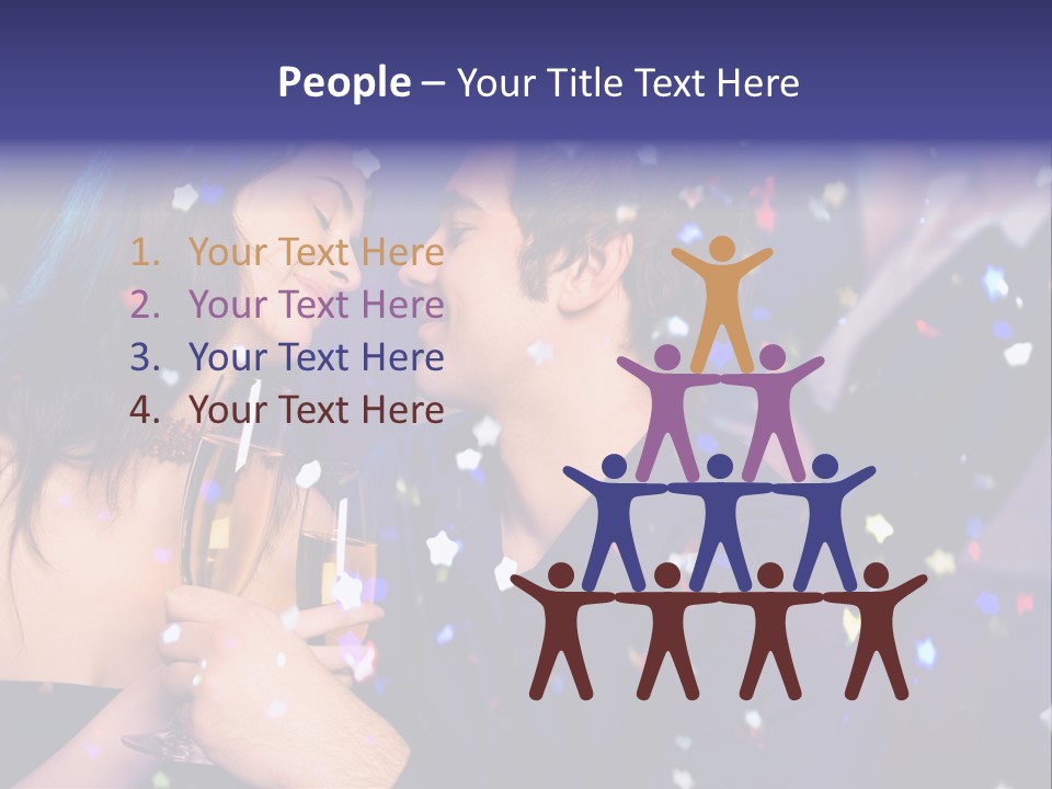 Young Happy Couple With Champagne Glasses At Celebration PowerPoint Template