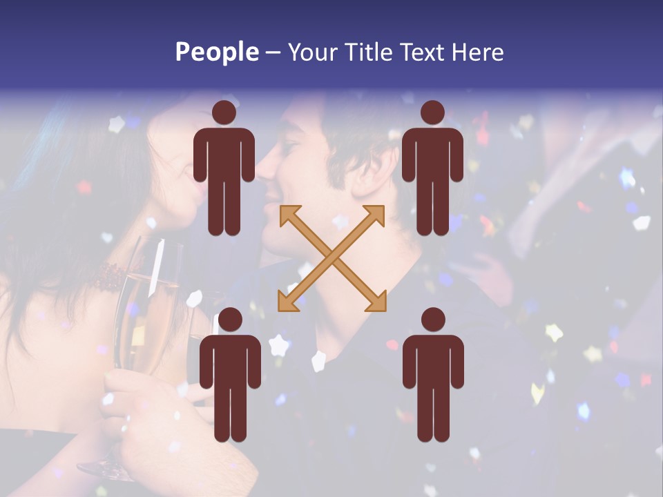 Young Happy Couple With Champagne Glasses At Celebration PowerPoint Template