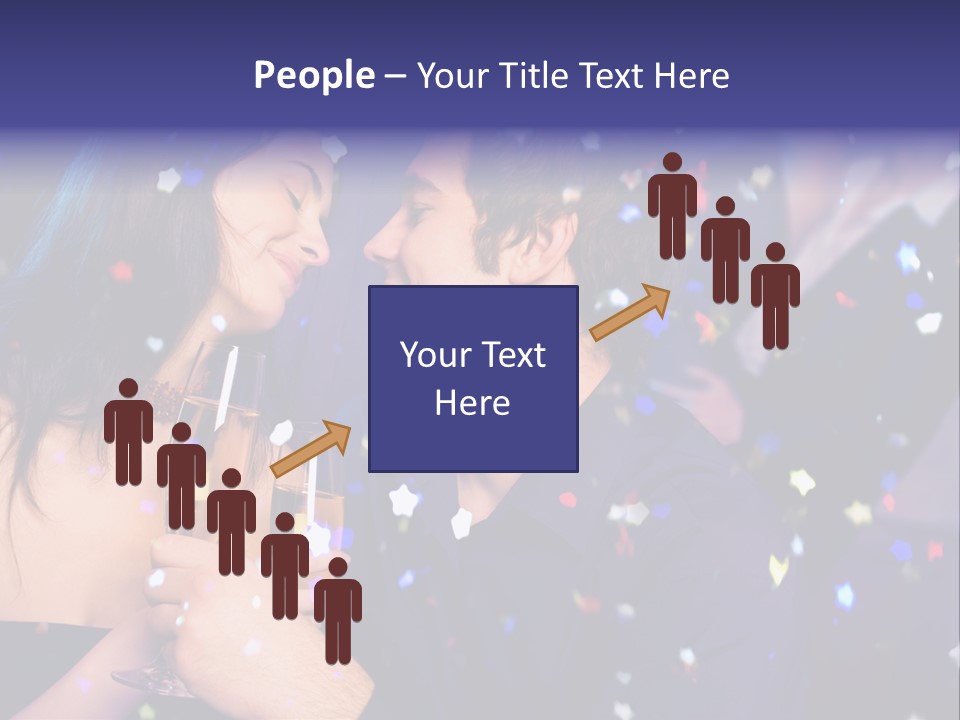 Young Happy Couple With Champagne Glasses At Celebration PowerPoint Template