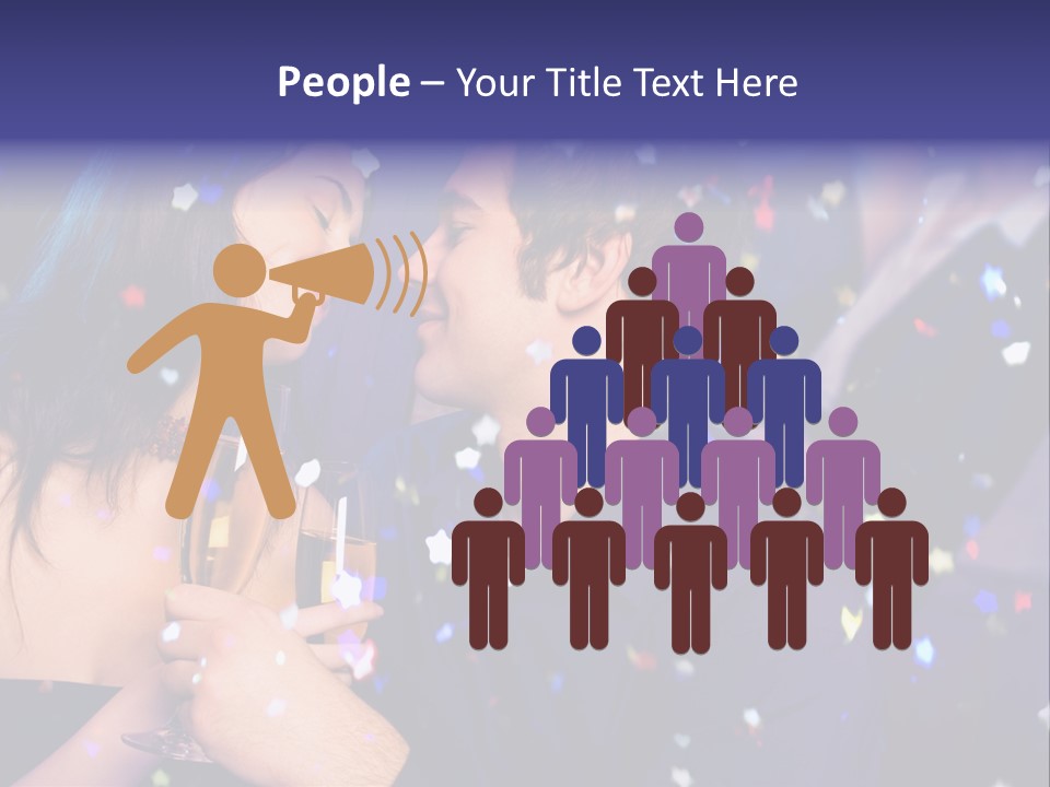 Young Happy Couple With Champagne Glasses At Celebration PowerPoint Template