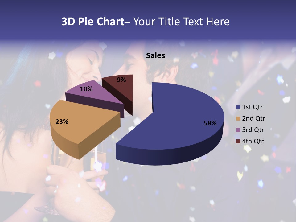 Young Happy Couple With Champagne Glasses At Celebration PowerPoint Template