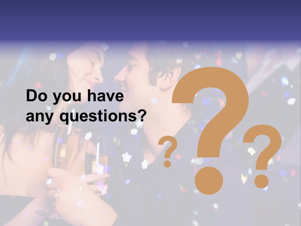 Young Happy Couple With Champagne Glasses At Celebration PowerPoint Template