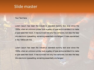 Two Roughnecks Breaking A Connection With Help From Tongs. Offshore Oil Rig. PowerPoint Template