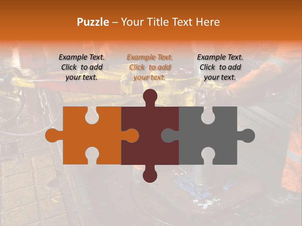 Two Roughnecks Breaking A Connection With Help From Tongs. Offshore Oil Rig. PowerPoint Template