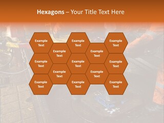 Two Roughnecks Breaking A Connection With Help From Tongs. Offshore Oil Rig. PowerPoint Template