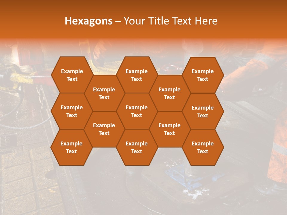 Two Roughnecks Breaking A Connection With Help From Tongs. Offshore Oil Rig. PowerPoint Template