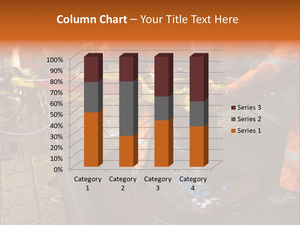 Two Roughnecks Breaking A Connection With Help From Tongs. Offshore Oil Rig. PowerPoint Template