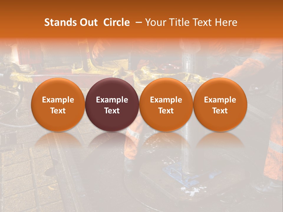 Two Roughnecks Breaking A Connection With Help From Tongs. Offshore Oil Rig. PowerPoint Template
