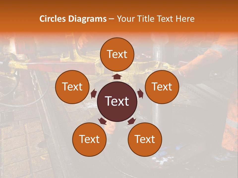 Two Roughnecks Breaking A Connection With Help From Tongs. Offshore Oil Rig. PowerPoint Template