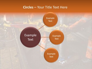 Two Roughnecks Breaking A Connection With Help From Tongs. Offshore Oil Rig. PowerPoint Template