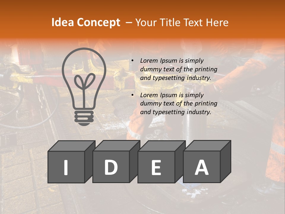 Two Roughnecks Breaking A Connection With Help From Tongs. Offshore Oil Rig. PowerPoint Template