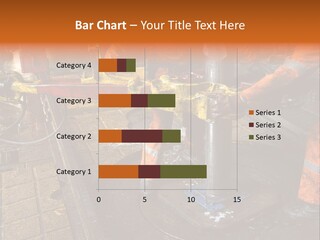 Two Roughnecks Breaking A Connection With Help From Tongs. Offshore Oil Rig. PowerPoint Template