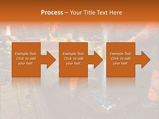 Two Roughnecks Breaking A Connection With Help From Tongs. Offshore Oil Rig. PowerPoint Template