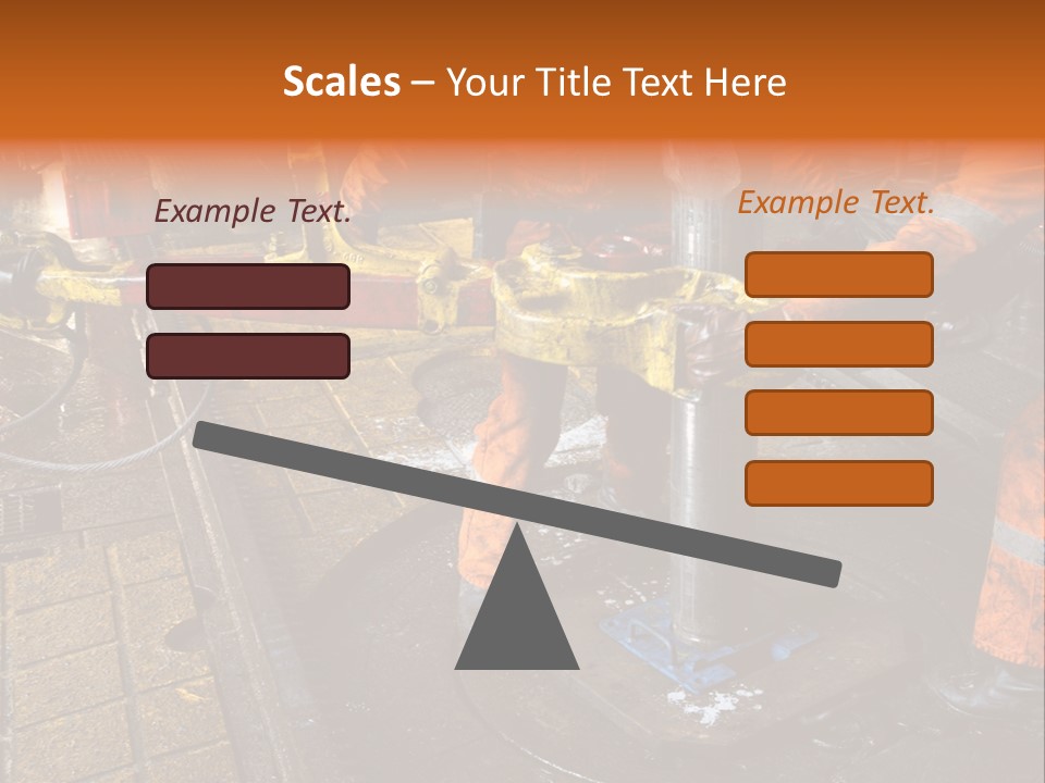 Two Roughnecks Breaking A Connection With Help From Tongs. Offshore Oil Rig. PowerPoint Template