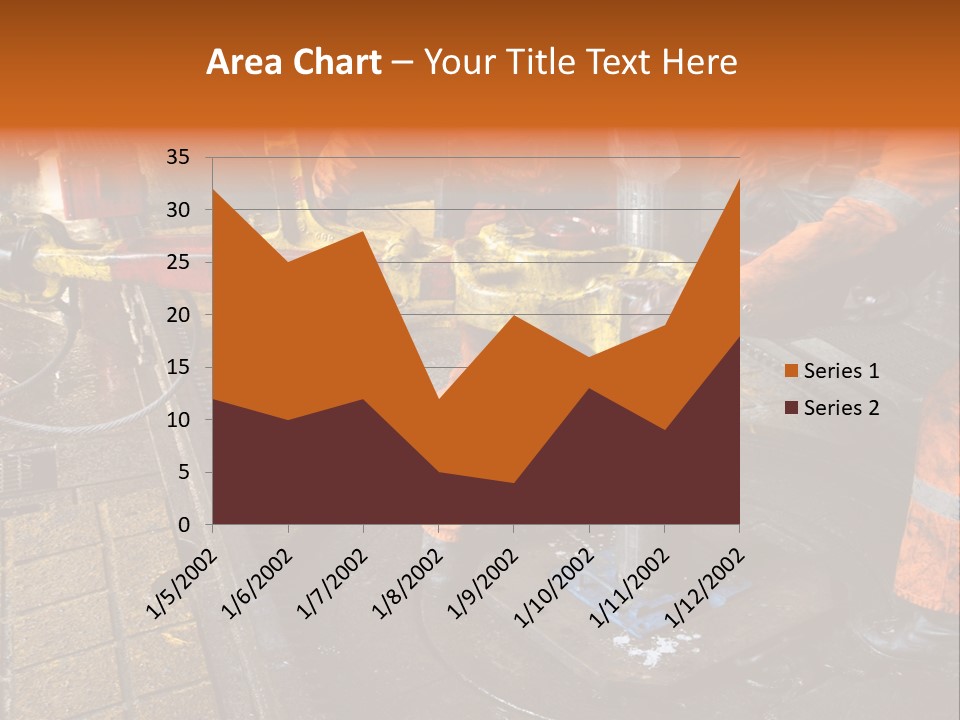 Two Roughnecks Breaking A Connection With Help From Tongs. Offshore Oil Rig. PowerPoint Template