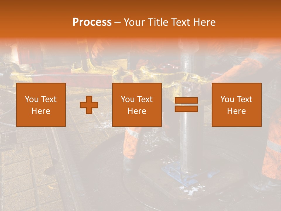 Two Roughnecks Breaking A Connection With Help From Tongs. Offshore Oil Rig. PowerPoint Template