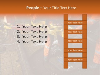 Two Roughnecks Breaking A Connection With Help From Tongs. Offshore Oil Rig. PowerPoint Template
