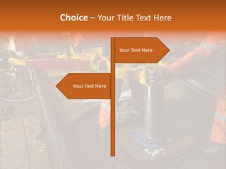 Two Roughnecks Breaking A Connection With Help From Tongs. Offshore Oil Rig. PowerPoint Template