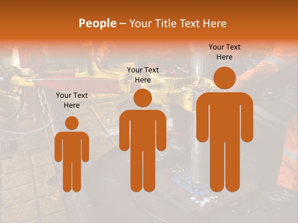 Two Roughnecks Breaking A Connection With Help From Tongs. Offshore Oil Rig. PowerPoint Template