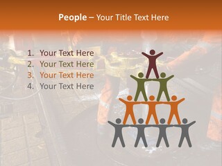 Two Roughnecks Breaking A Connection With Help From Tongs. Offshore Oil Rig. PowerPoint Template