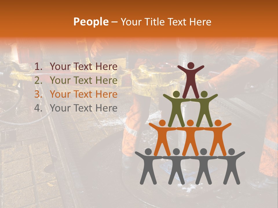 Two Roughnecks Breaking A Connection With Help From Tongs. Offshore Oil Rig. PowerPoint Template