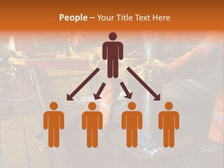 Two Roughnecks Breaking A Connection With Help From Tongs. Offshore Oil Rig. PowerPoint Template