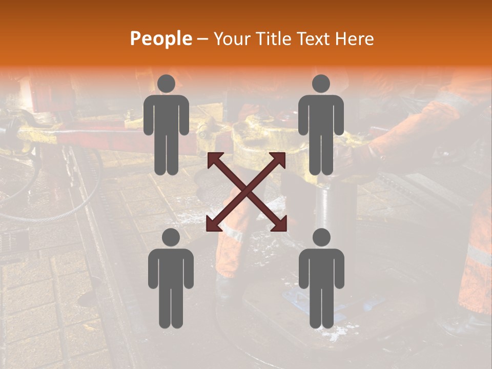 Two Roughnecks Breaking A Connection With Help From Tongs. Offshore Oil Rig. PowerPoint Template