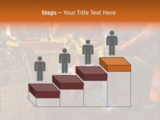 Two Roughnecks Breaking A Connection With Help From Tongs. Offshore Oil Rig. PowerPoint Template