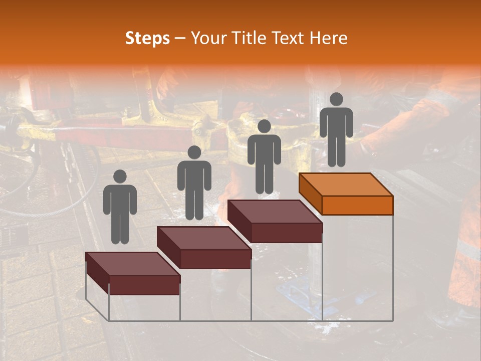 Two Roughnecks Breaking A Connection With Help From Tongs. Offshore Oil Rig. PowerPoint Template