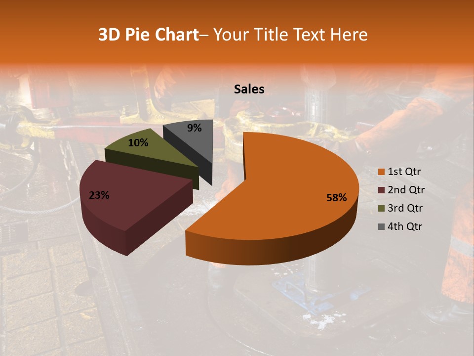 Two Roughnecks Breaking A Connection With Help From Tongs. Offshore Oil Rig. PowerPoint Template