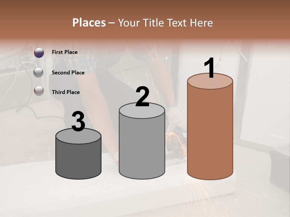 Builder Of Cutting Metal. Sparkles Flying. PowerPoint Template