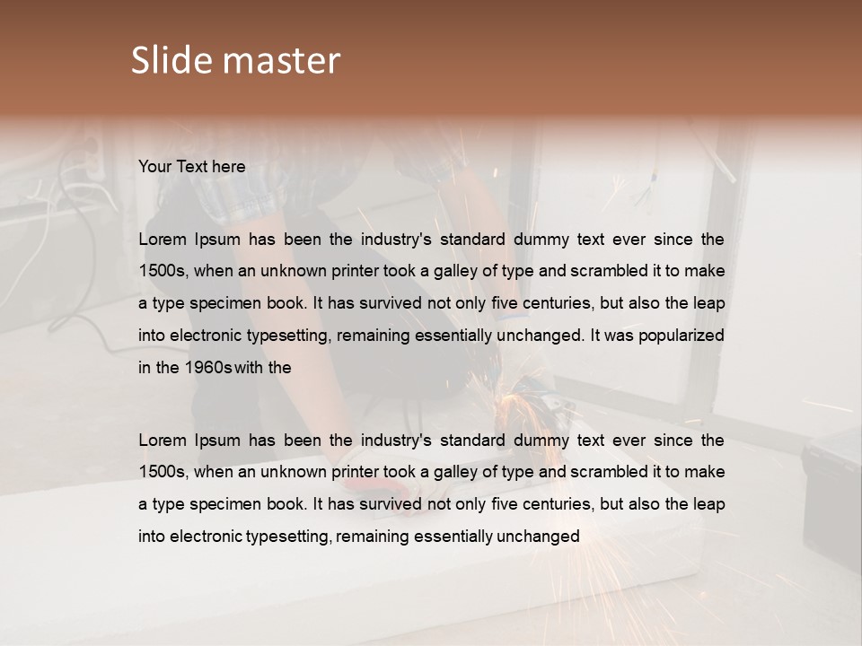 Builder Of Cutting Metal. Sparkles Flying. PowerPoint Template