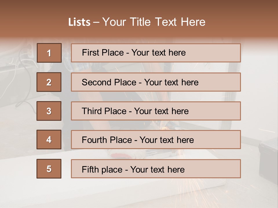 Builder Of Cutting Metal. Sparkles Flying. PowerPoint Template