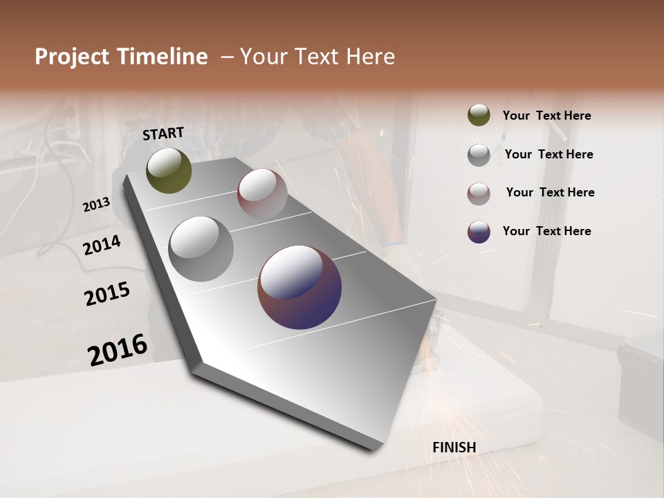 Builder Of Cutting Metal. Sparkles Flying. PowerPoint Template