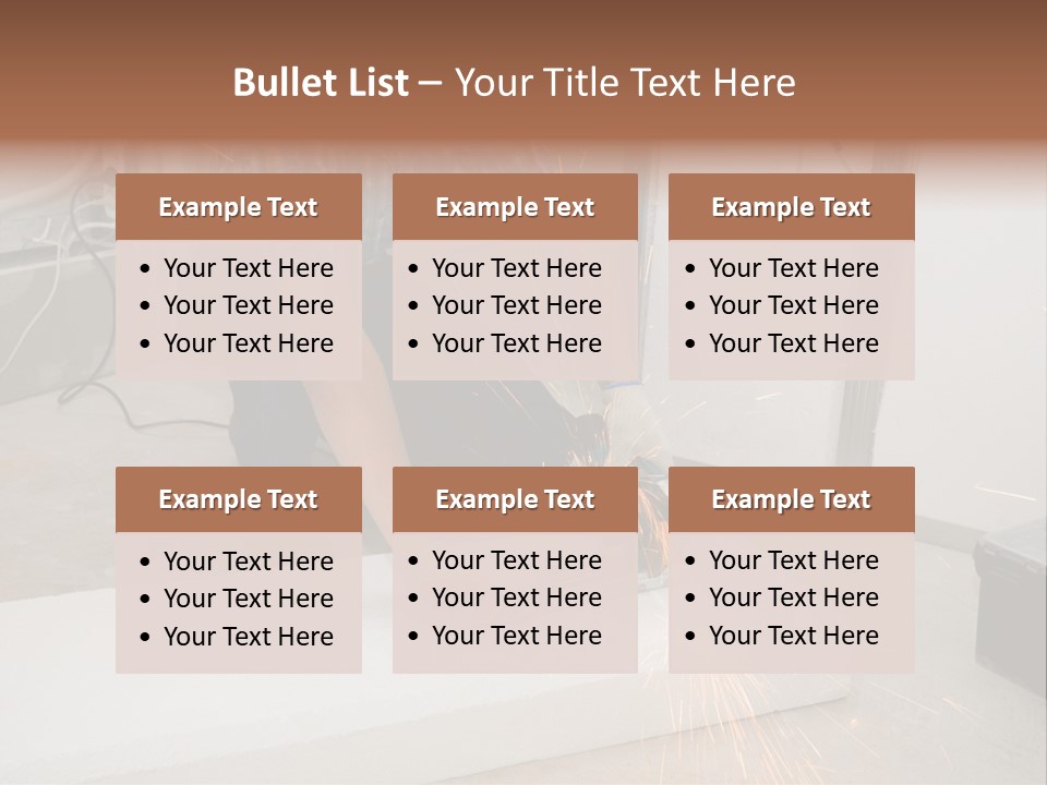 Builder Of Cutting Metal. Sparkles Flying. PowerPoint Template