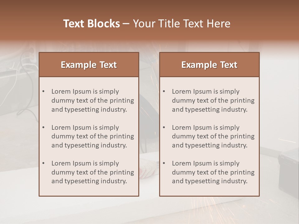 Builder Of Cutting Metal. Sparkles Flying. PowerPoint Template