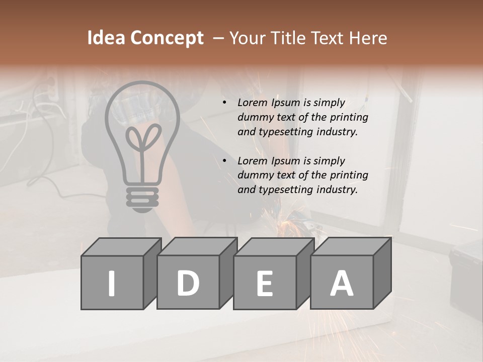 Builder Of Cutting Metal. Sparkles Flying. PowerPoint Template