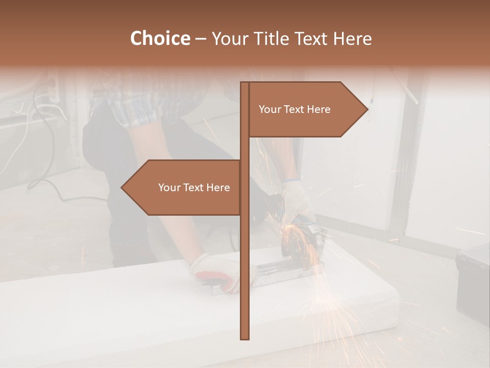 Builder Of Cutting Metal. Sparkles Flying. PowerPoint Template