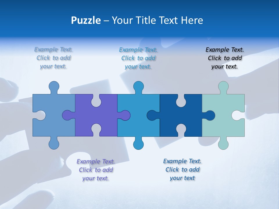 Hands Trying To Fit Two Puzzle Pieces Together PowerPoint Template