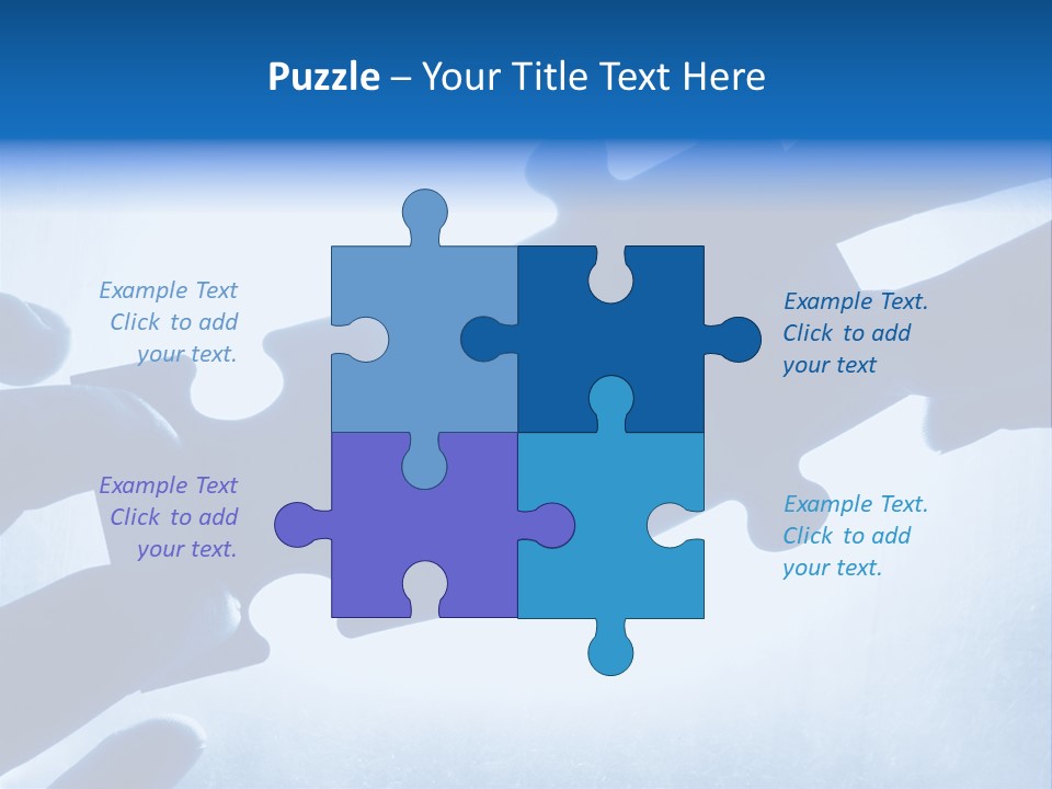 Hands Trying To Fit Two Puzzle Pieces Together PowerPoint Template