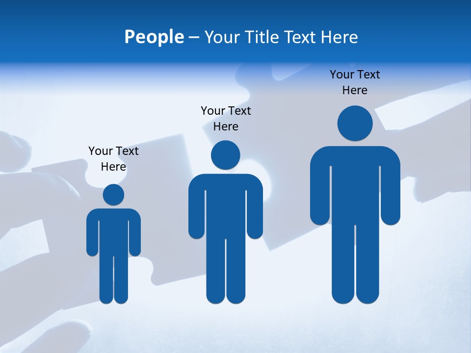 Hands Trying To Fit Two Puzzle Pieces Together PowerPoint Template