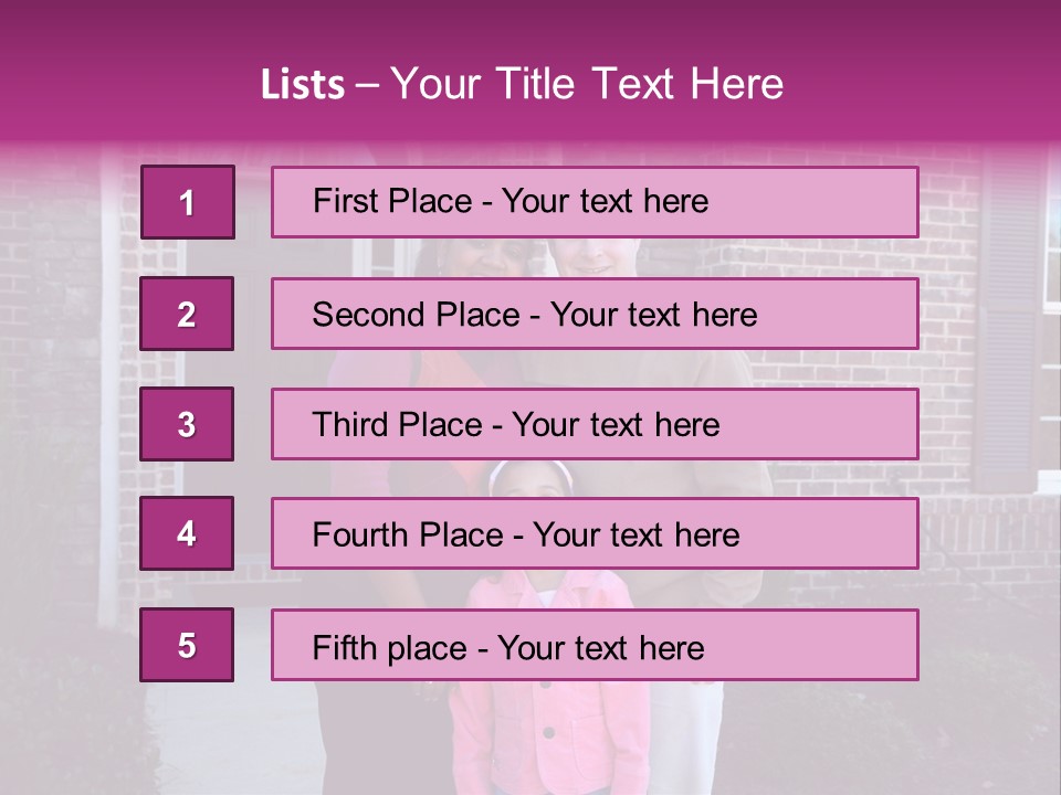 A Family Standing In Front Of Their Home PowerPoint Template