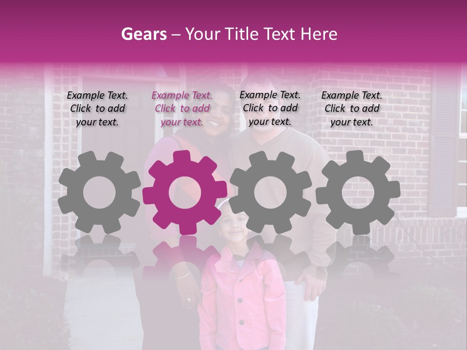 A Family Standing In Front Of Their Home PowerPoint Template