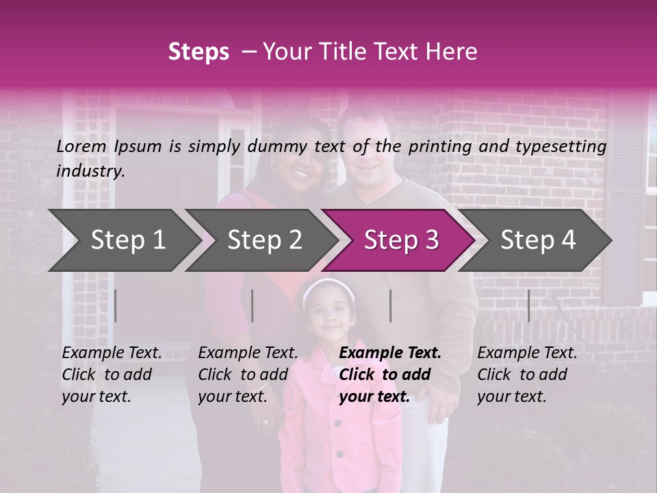 A Family Standing In Front Of Their Home PowerPoint Template