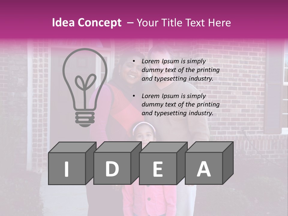 A Family Standing In Front Of Their Home PowerPoint Template