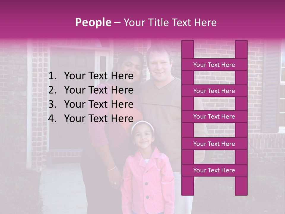 A Family Standing In Front Of Their Home PowerPoint Template
